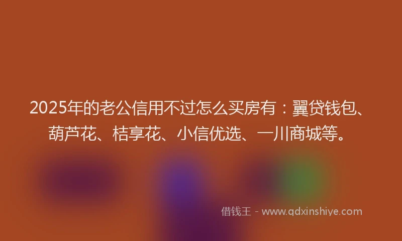 2025年的老公信用不过怎么买房有：翼贷钱包、葫芦花、桔享花、小信优选、一川商城等。