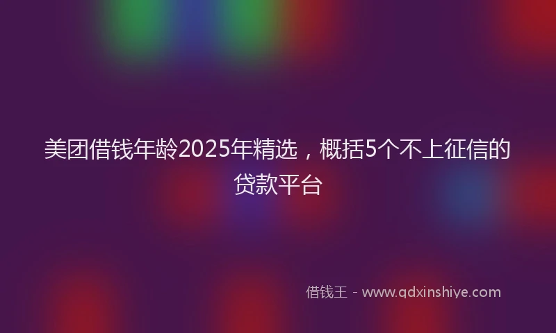 美团借钱年龄2025年精选，概括5个不上征信的贷款平台