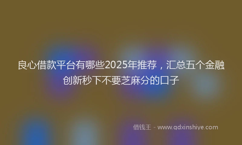 良心借款平台有哪些2025年推荐，汇总五个金融创新秒下不要芝麻分的口子
