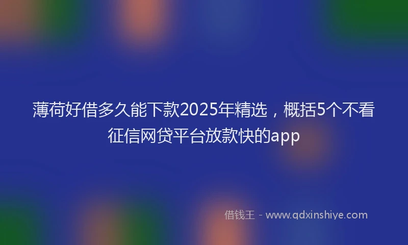 薄荷好借多久能下款2025年精选，概括5个不看征信网贷平台放款快的app