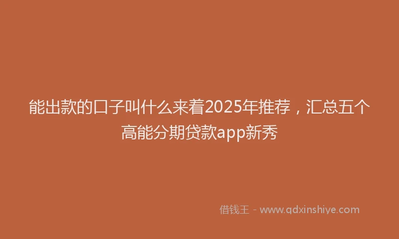 能出款的口子叫什么来着2025年推荐，汇总五个高能分期贷款app新秀