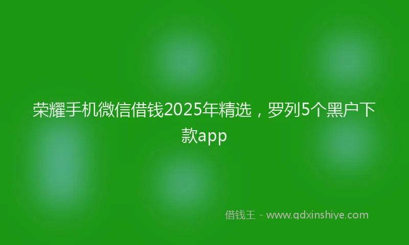 荣耀手机微信借钱2025年精选，罗列5个黑户下款app