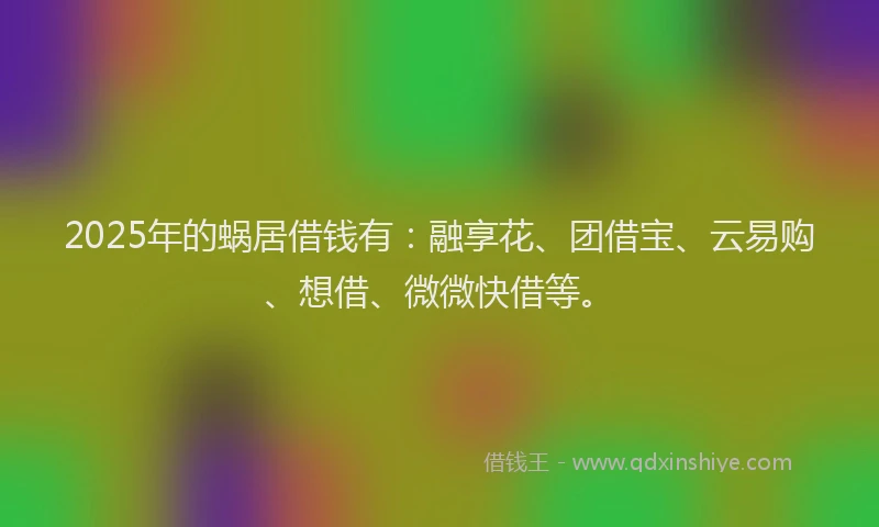 2025年的蜗居借钱有：融享花、团借宝、云易购、想借、微微快借等。