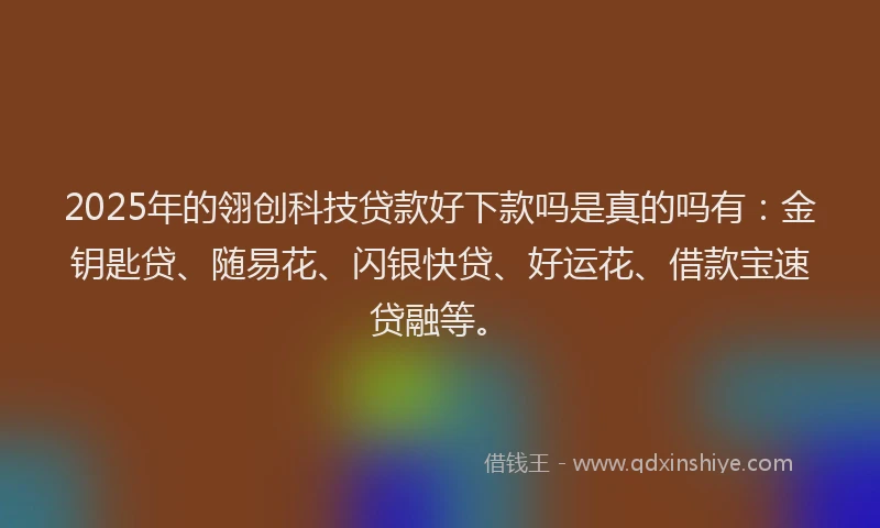 2025年的翎创科技贷款好下款吗是真的吗有：金钥匙贷、随易花、闪银快贷、好运花、借款宝速贷融等。