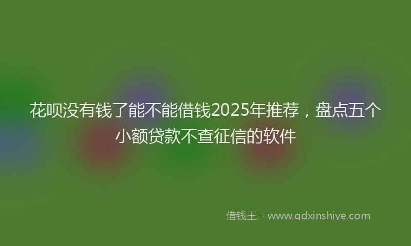 花呗没有钱了能不能借钱2025年推荐，盘点五个小额贷款不查征信的软件