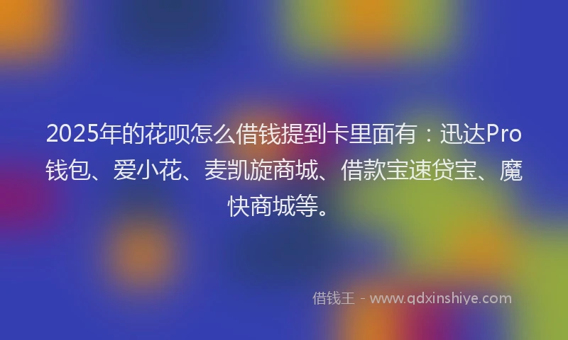 2025年的花呗怎么借钱提到卡里面有：迅达Pro钱包、爱小花、麦凯旋商城、借款宝速贷宝、魔快商城等。