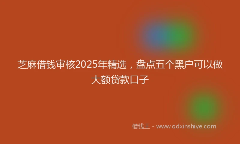 芝麻借钱审核2025年精选，盘点五个黑户可以做大额贷款口子