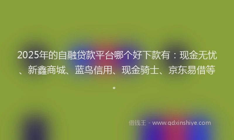 2025年的自融贷款平台哪个好下款有：现金无忧、新鑫商城、蓝鸟信用、现金骑士、京东易借等。