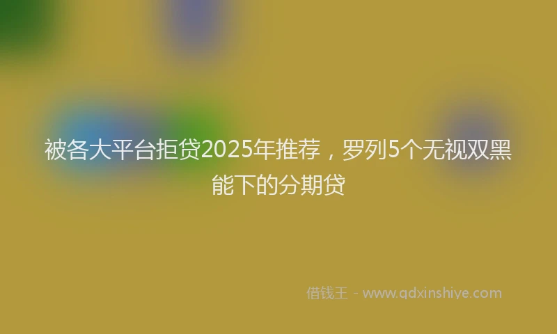 被各大平台拒贷2025年推荐，罗列5个无视双黑能下的分期贷
