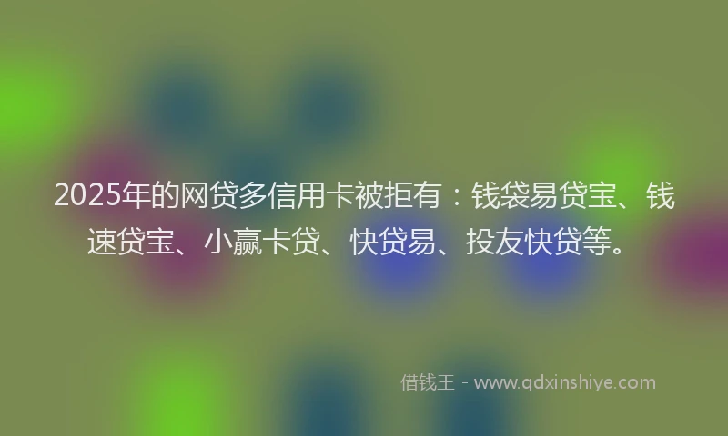 2025年的网贷多信用卡被拒有：钱袋易贷宝、钱速贷宝、小赢卡贷、快贷易、投友快贷等。