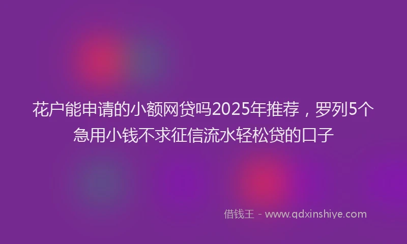 花户能申请的小额网贷吗2025年推荐，罗列5个急用小钱不求征信流水轻松贷的口子