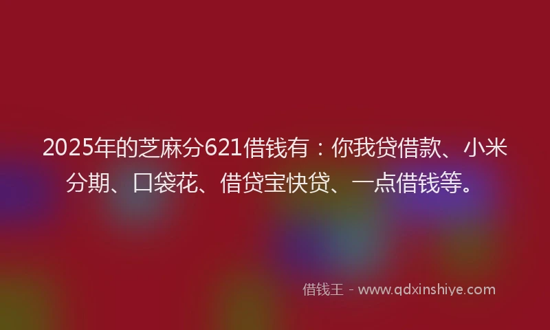 2025年的芝麻分621借钱有：你我贷借款、小米分期、口袋花、借贷宝快贷、一点借钱等。
