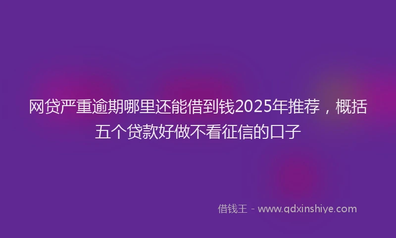网贷严重逾期哪里还能借到钱2025年推荐，概括五个贷款好做不看征信的口子