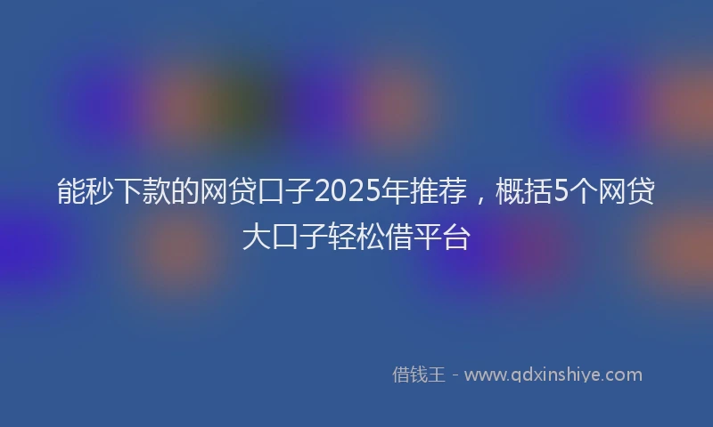 能秒下款的网贷口子2025年推荐，概括5个网贷大口子轻松借平台