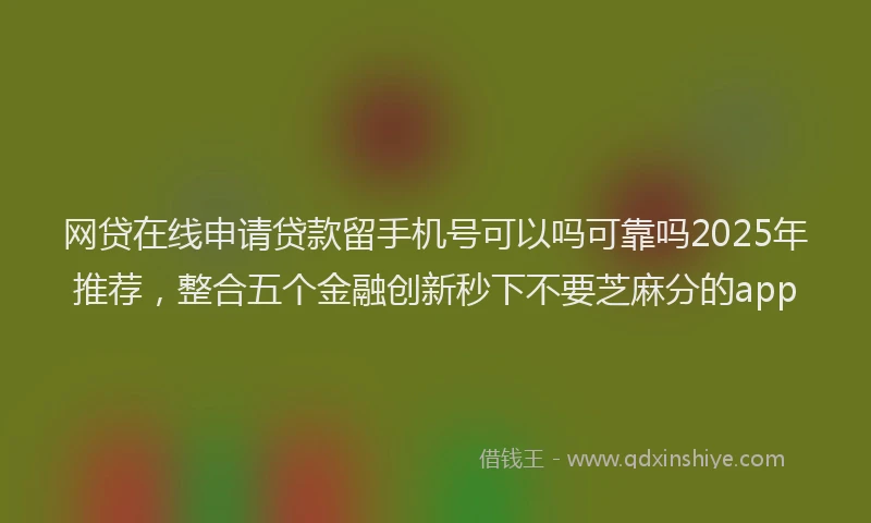 网贷在线申请贷款留手机号可以吗可靠吗2025年推荐，整合五个金融创新秒下不要芝麻分的app
