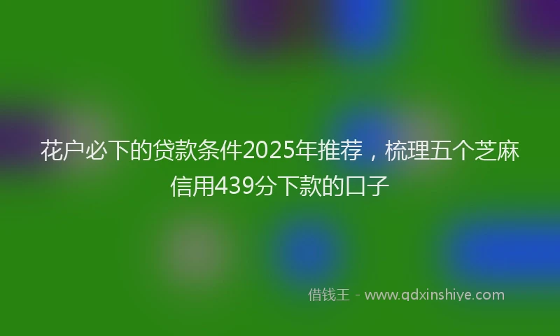 花户必下的贷款条件2025年推荐，梳理五个芝麻信用439分下款的口子