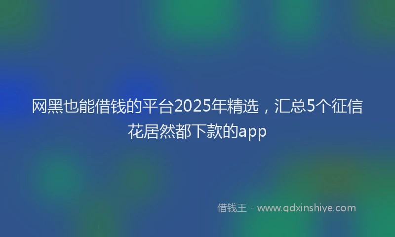 网黑也能借钱的平台2025年精选，汇总5个征信花居然都下款的app