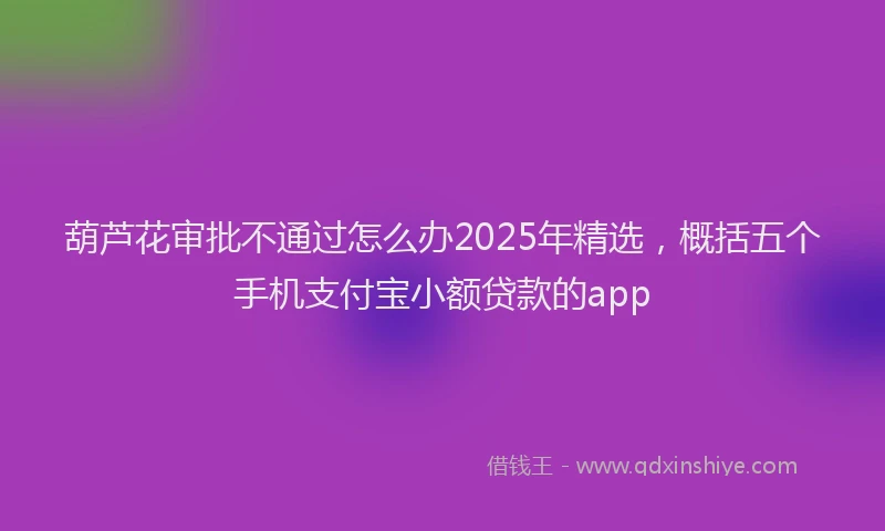葫芦花审批不通过怎么办2025年精选，概括五个手机支付宝小额贷款的app
