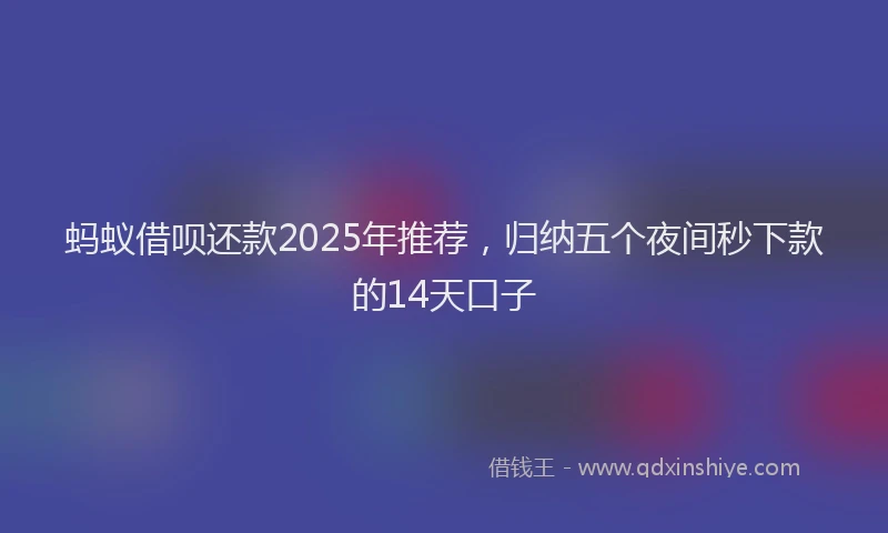 蚂蚁借呗还款2025年推荐，归纳五个夜间秒下款的14天口子