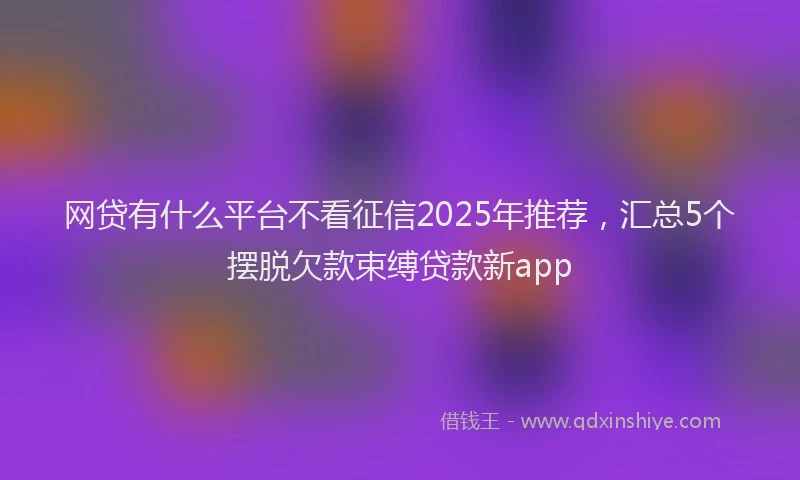 网贷有什么平台不看征信2025年推荐，汇总5个摆脱欠款束缚贷款新app
