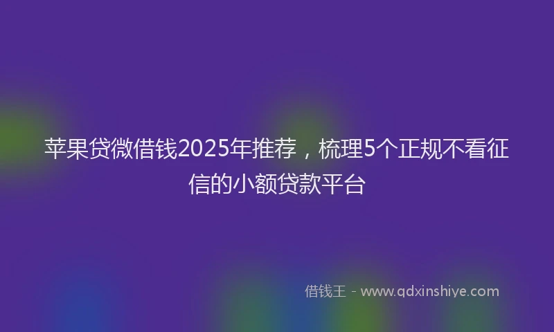 苹果贷微借钱2025年推荐，梳理5个正规不看征信的小额贷款平台