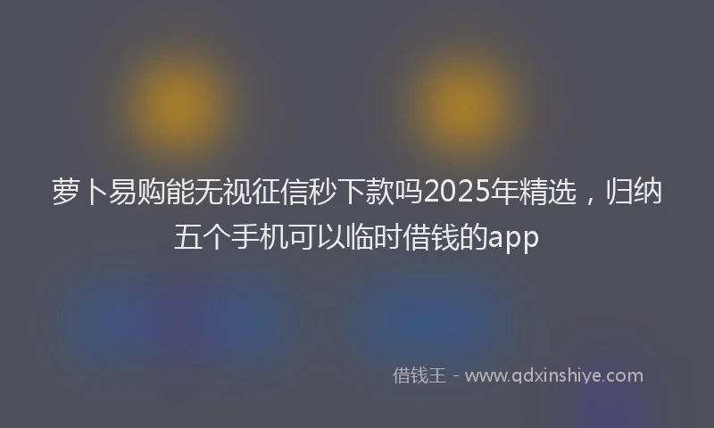 萝卜易购能无视征信秒下款吗2025年精选，归纳五个手机可以临时借钱的app