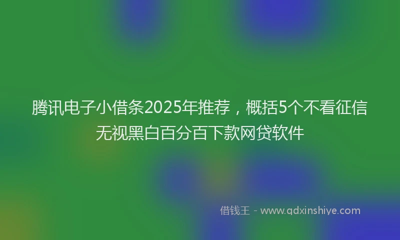腾讯电子小借条2025年推荐，概括5个不看征信无视黑白百分百下款网贷软件