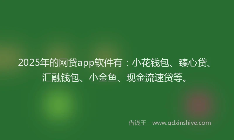 2025年的网贷app软件有：小花钱包、臻心贷、汇融钱包、小金鱼、现金流速贷等。