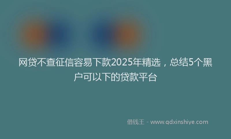 网贷不查征信容易下款2025年精选，总结5个黑户可以下的贷款平台