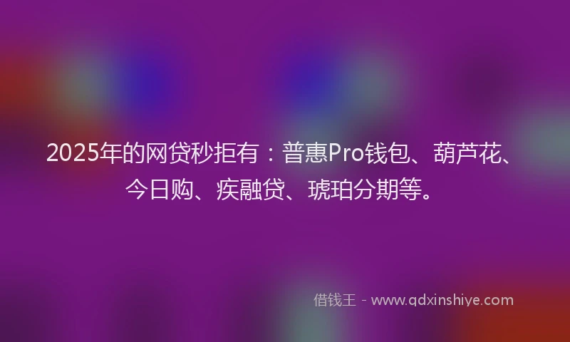 2025年的网贷秒拒有：普惠Pro钱包、葫芦花、今日购、疾融贷、琥珀分期等。
