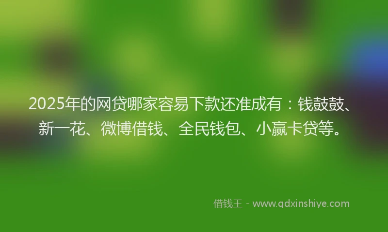 2025年的网贷哪家容易下款还准成有：钱鼓鼓、新一花、微博借钱、全民钱包、小赢卡贷等。