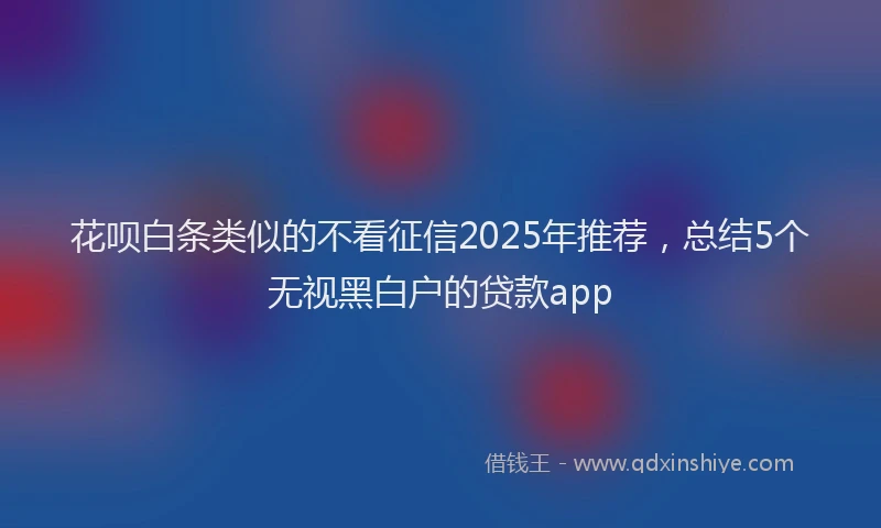 花呗白条类似的不看征信2025年推荐，总结5个无视黑白户的贷款app