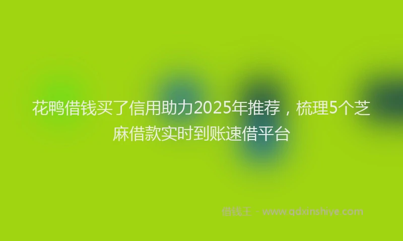 花鸭借钱买了信用助力2025年推荐，梳理5个芝麻借款实时到账速借平台
