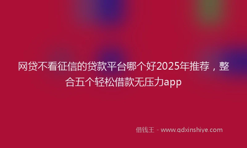 网贷不看征信的贷款平台哪个好2025年推荐，整合五个轻松借款无压力app