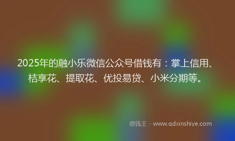 2025年的融小乐微信公众号借钱有：掌上信用、桔享花、提取花、优投易贷、小米分期等。