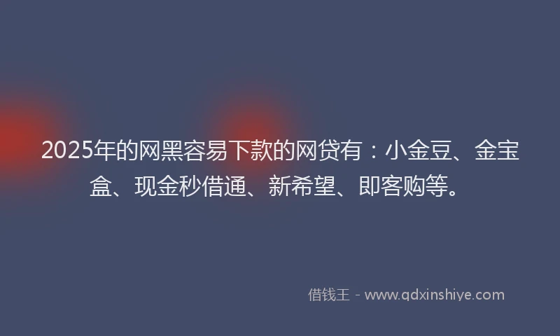 2025年的网黑容易下款的网贷有：小金豆、金宝盒、现金秒借通、新希望、即客购等。