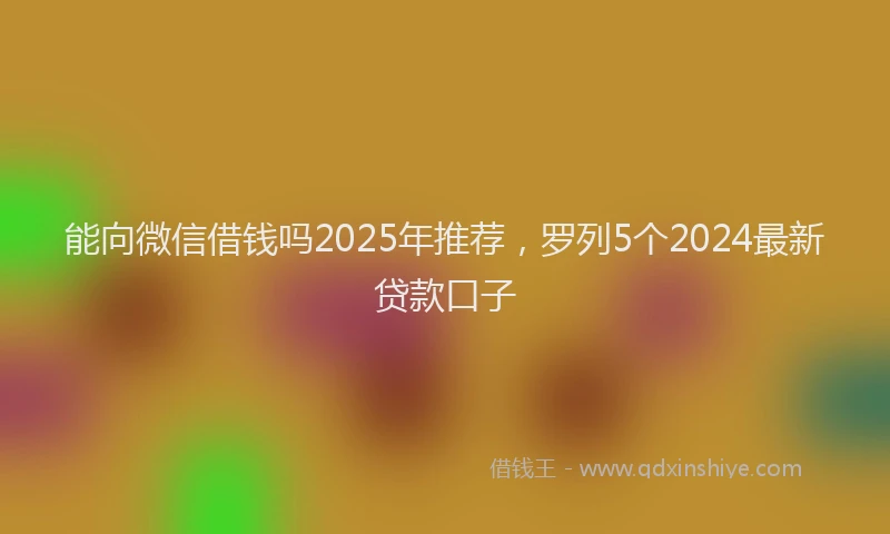 能向微信借钱吗2025年推荐，罗列5个2024最新贷款口子