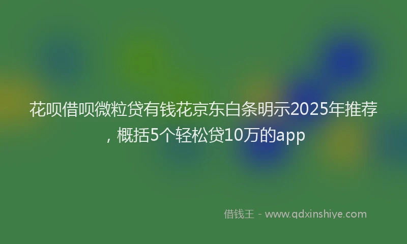 花呗借呗微粒贷有钱花京东白条明示2025年推荐，概括5个轻松贷10万的app