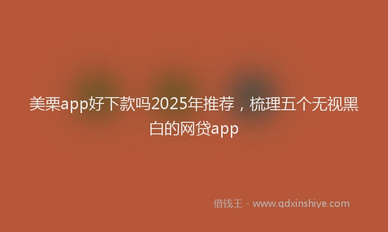 美栗app好下款吗2025年推荐，梳理五个无视黑白的网贷app