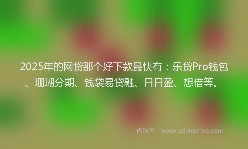 2025年的网贷那个好下款最快有：乐贷Pro钱包、珊瑚分期、钱袋易贷融、日日盈、想借等。