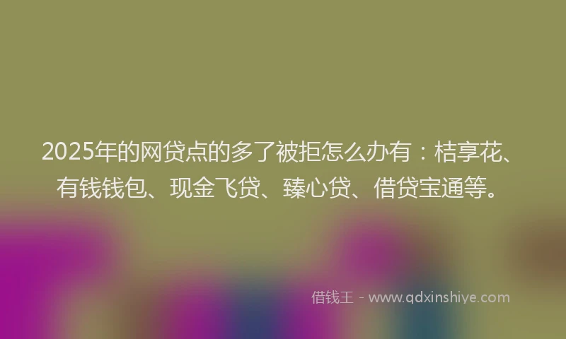 2025年的网贷点的多了被拒怎么办有：桔享花、有钱钱包、现金飞贷、臻心贷、借贷宝通等。