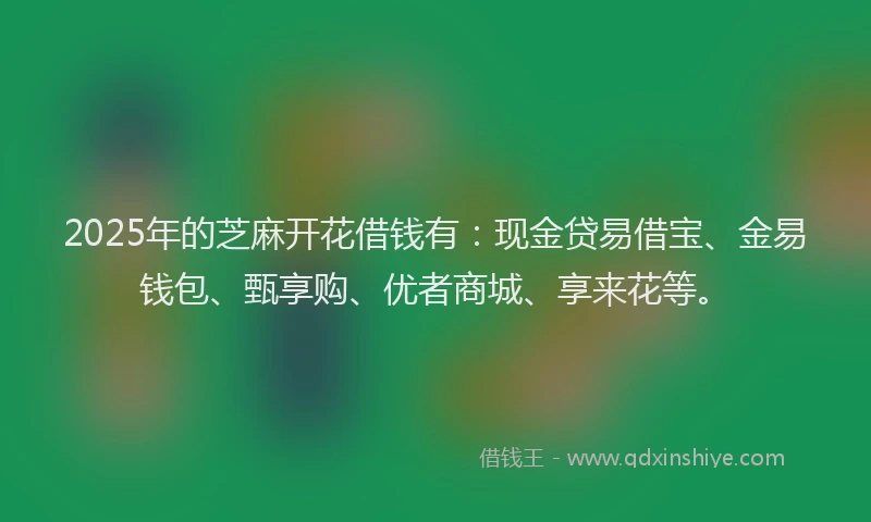 2025年的芝麻开花借钱有：现金贷易借宝、金易钱包、甄享购、优者商城、享来花等。
