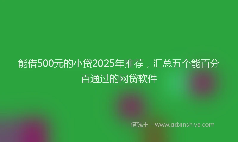 能借500元的小贷2025年推荐，汇总五个能百分百通过的网贷软件