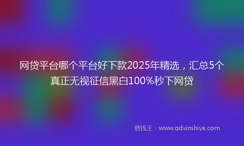 网贷平台哪个平台好下款2025年精选，汇总5个真正无视征信黑白100%秒下网贷