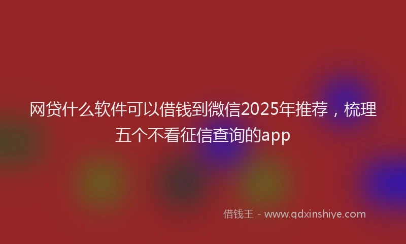 网贷什么软件可以借钱到微信2025年推荐，梳理五个不看征信查询的app