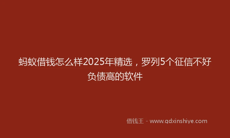 蚂蚁借钱怎么样2025年精选，罗列5个征信不好负债高的软件