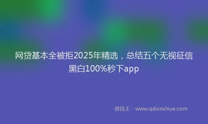 网贷基本全被拒2025年精选，总结五个无视征信黑白100%秒下app