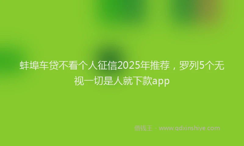 蚌埠车贷不看个人征信2025年推荐，罗列5个无视一切是人就下款app