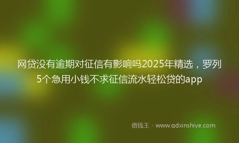 网贷没有逾期对征信有影响吗2025年精选，罗列5个急用小钱不求征信流水轻松贷的app