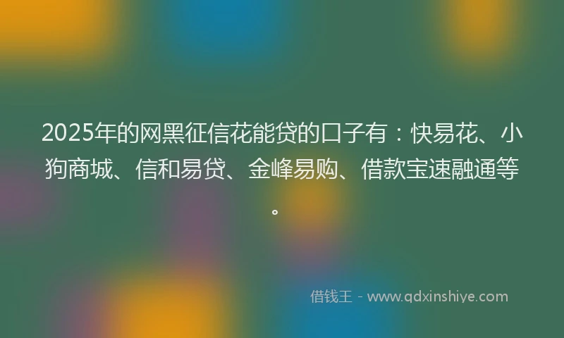 2025年的网黑征信花能贷的口子有：快易花、小狗商城、信和易贷、金峰易购、借款宝速融通等。